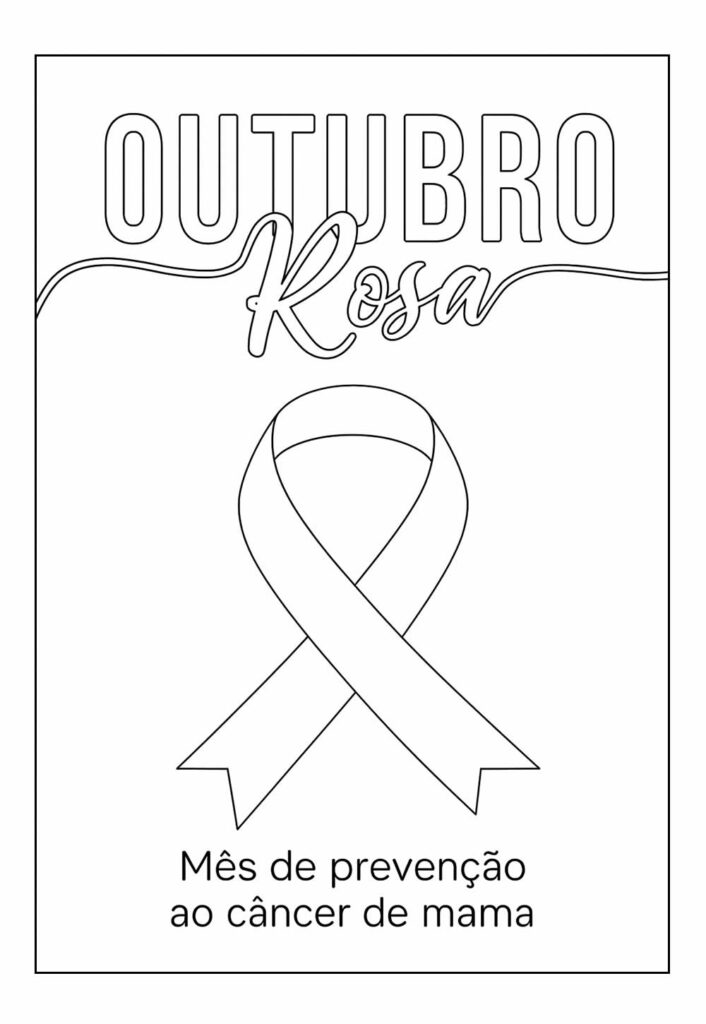 Desenho do Outubro Rosa para imprimir e colorir