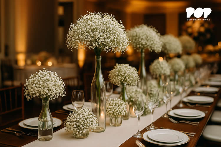 Decoração com FLores na Mesa