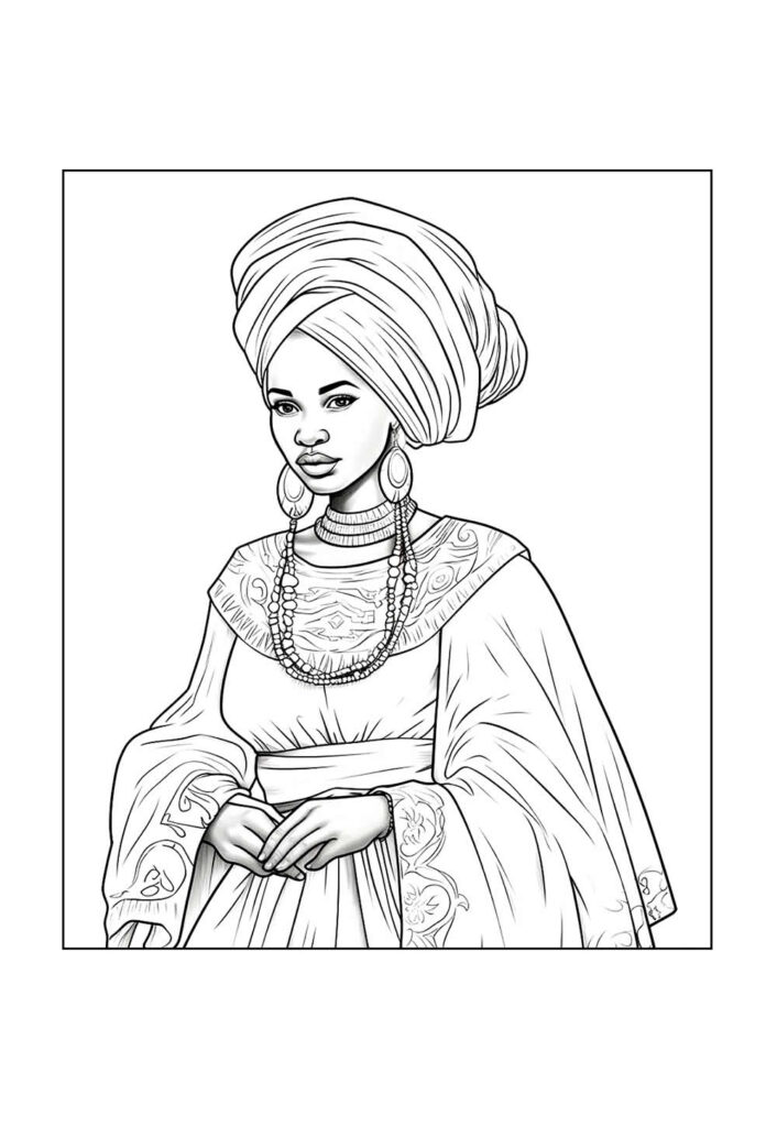 Desenho de Mulher Negra para colorir