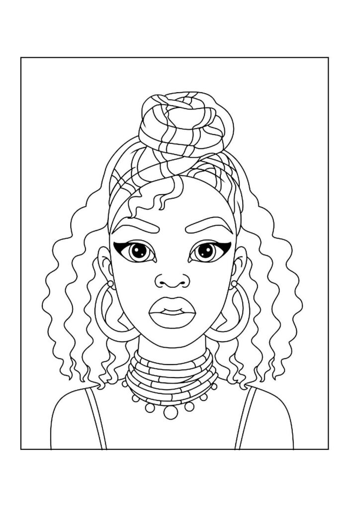 Desenho de Mulheres Negras para colorir