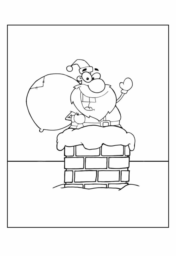 Desenhos de Papai Noel e Chaminé para colorir