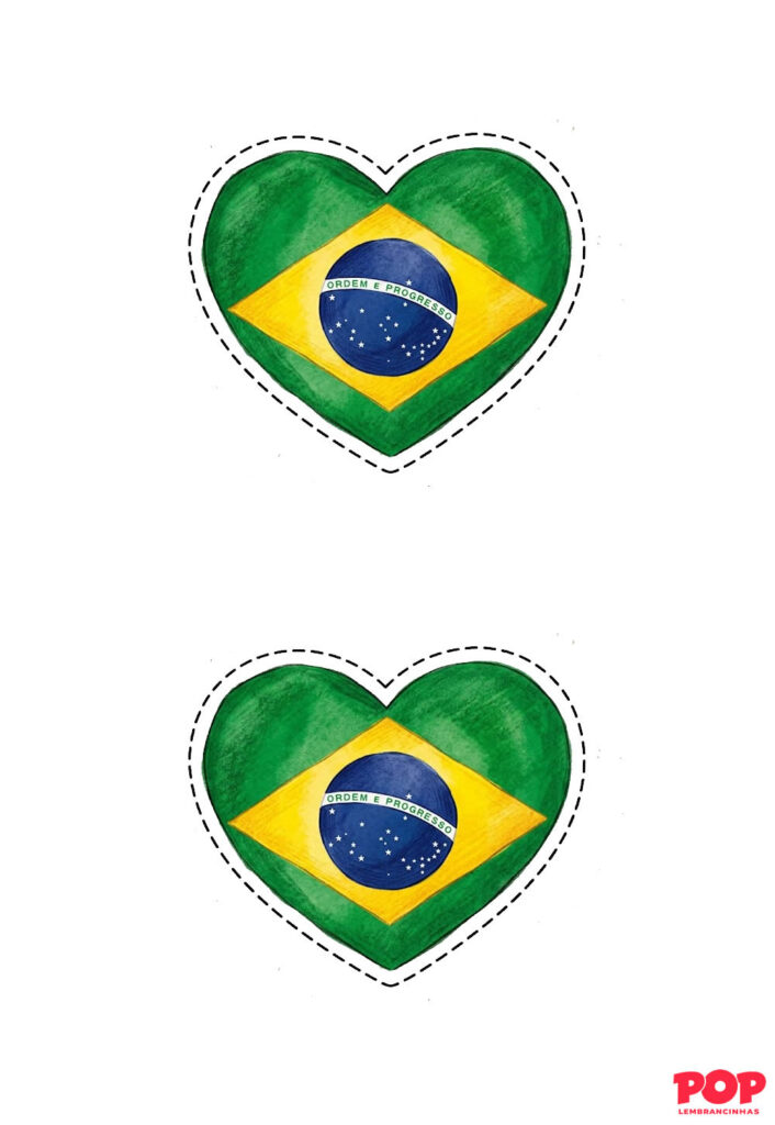 Bandeira do Brasil em Formato de Coração