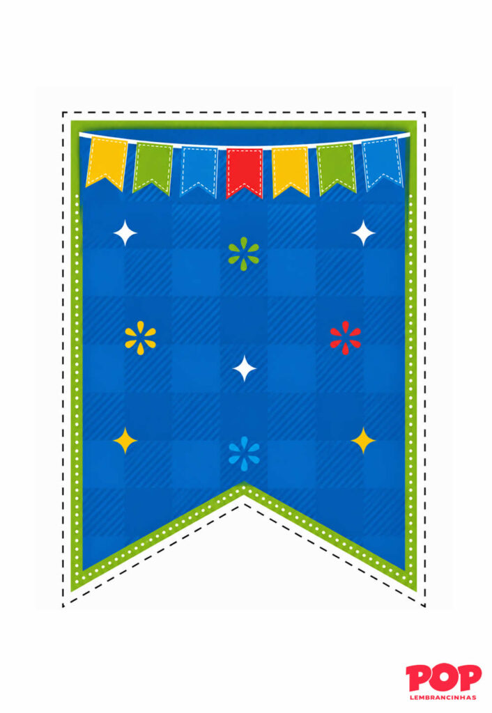 Molde de Bandeirinha Junina Azul