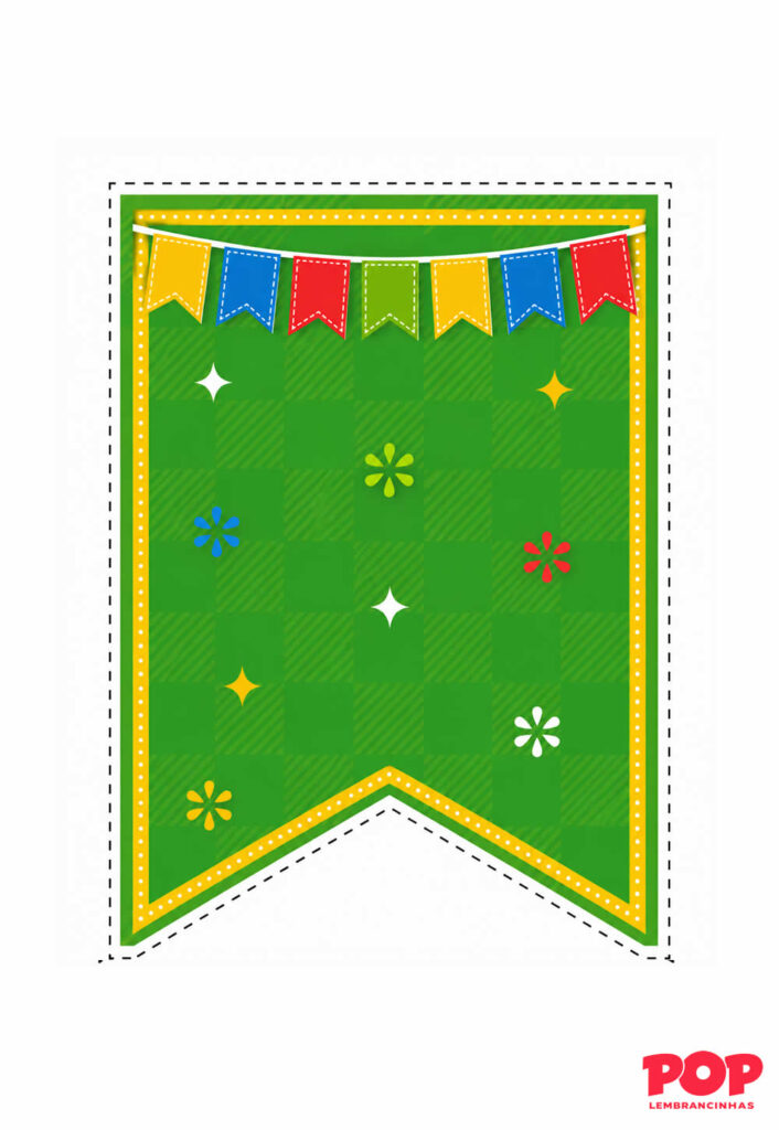 Molde de Bandeirinha Junina Verde
