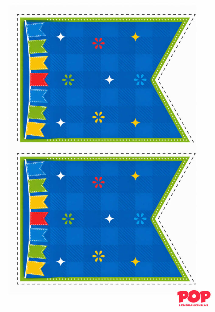 Molde de Bandeirinha Junina Azul