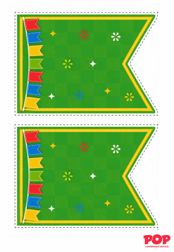 Molde de Bandeirinha Junina Verde