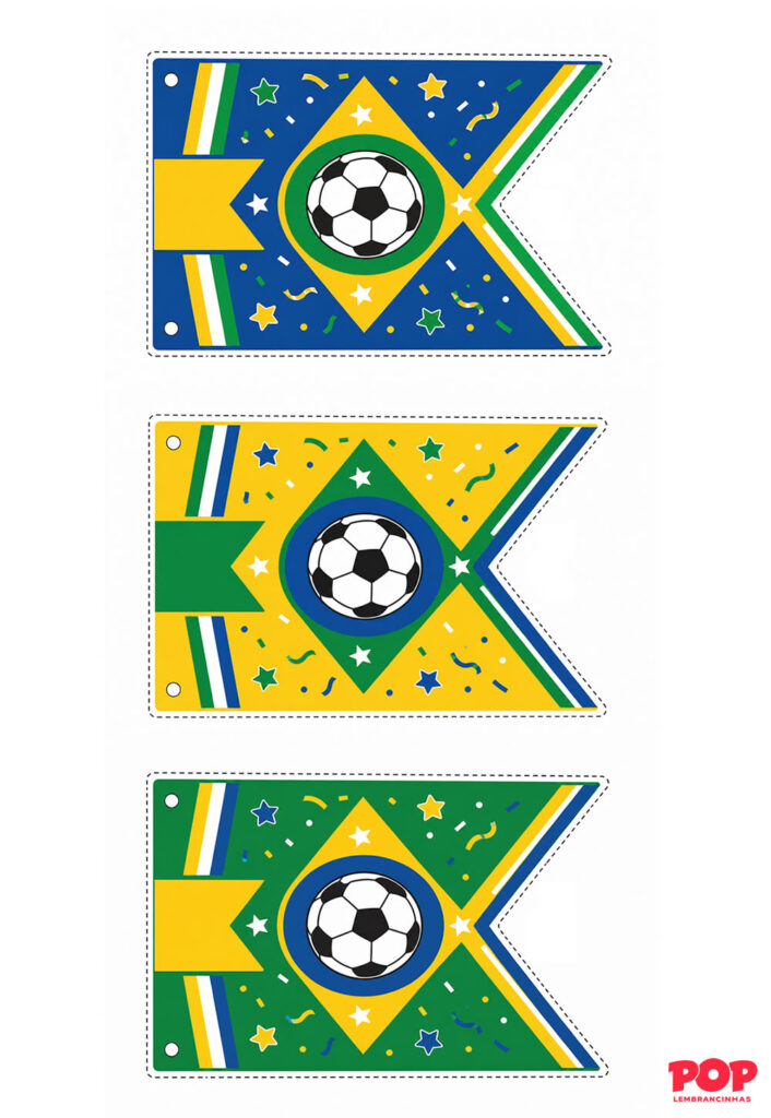 Moldes de Bandeirinha da Copa do Mundo - Brasil