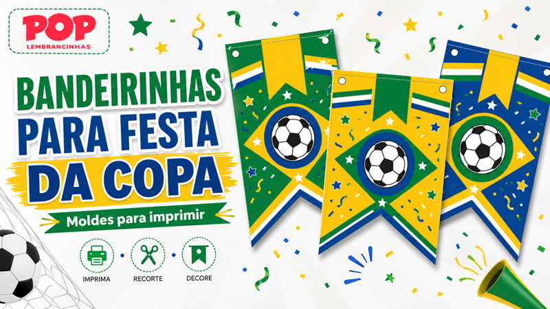 Moldes de Bandeirinha da Copa do Mundo - Brasil