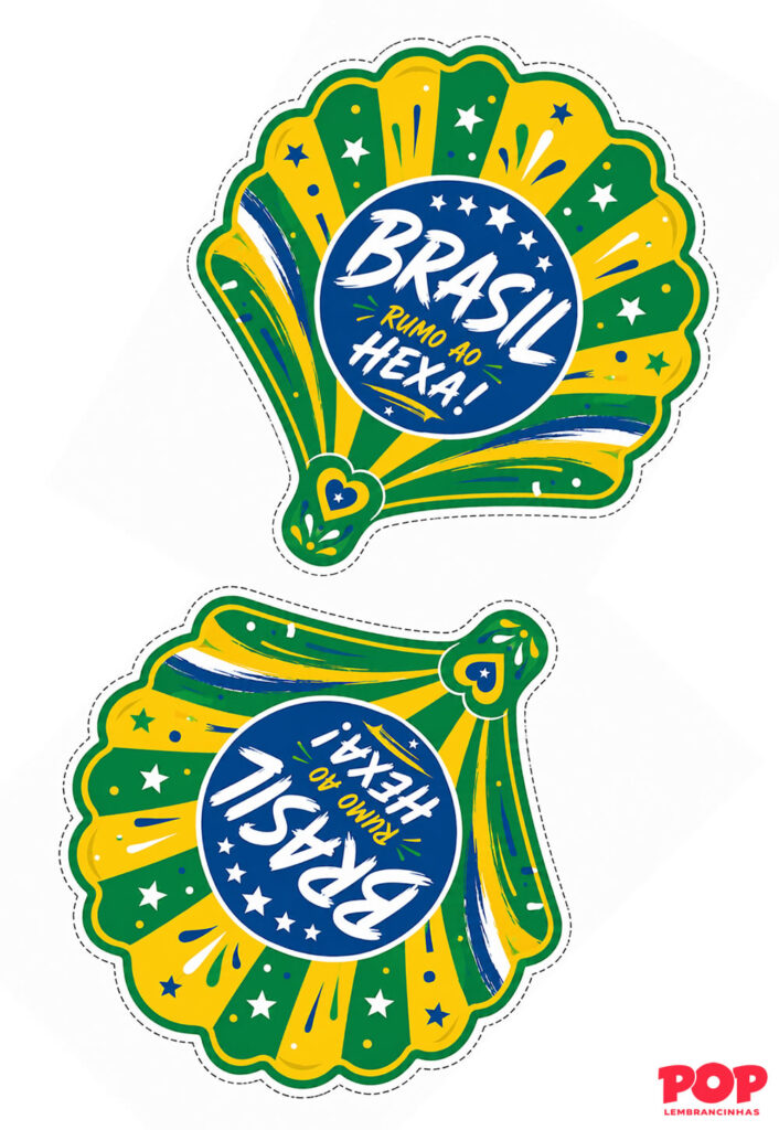 Moldes de Leques do Brasil para Imprimir - Copa do Mundo