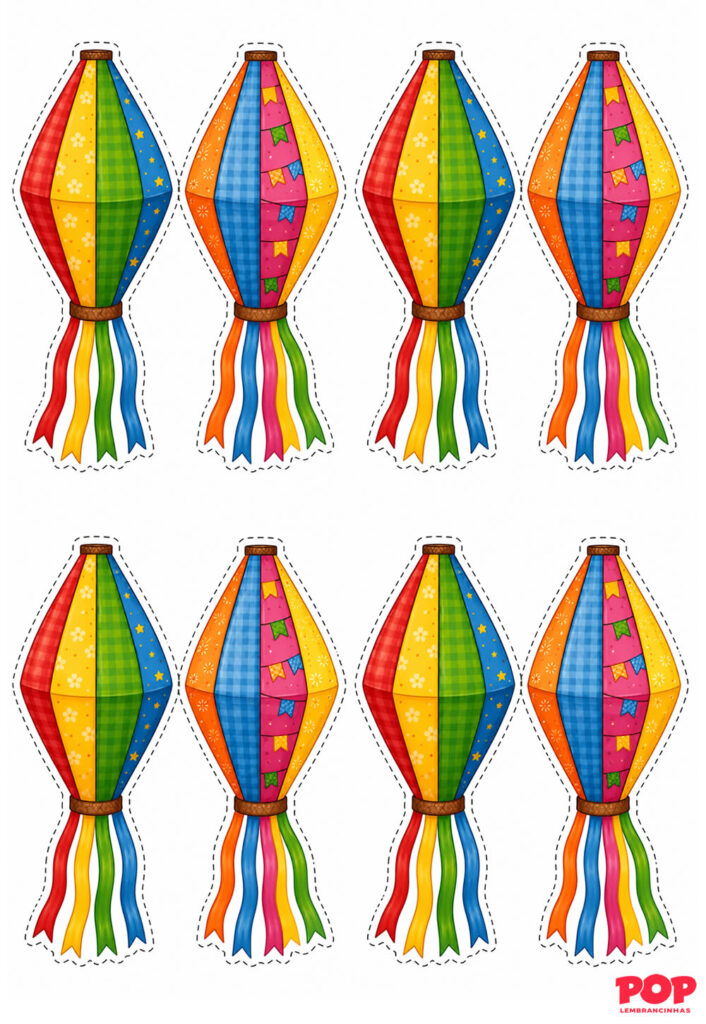 Balão Junino para Imprimir Grátis - Enfeites