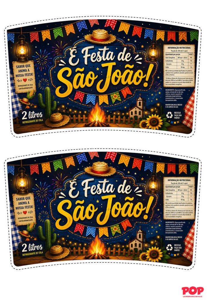 Rótulos de Garrafa com tema São João para Imprimir