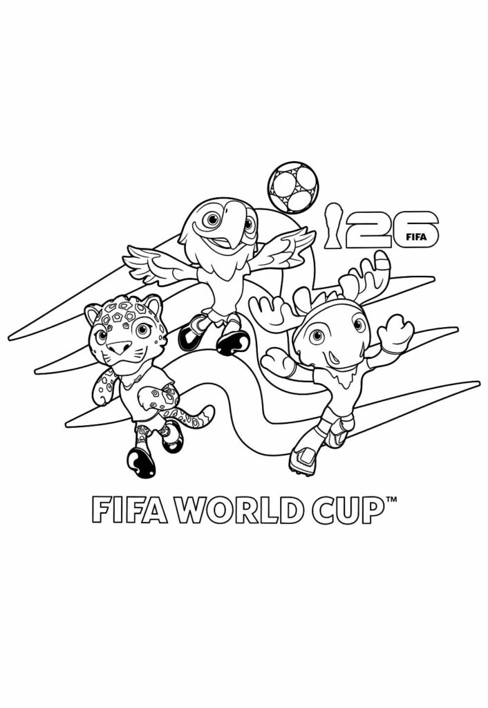 Desenho Mascotes Copa do Mundo Pintar