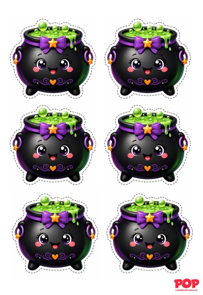 Moldes de Caldeirão de Halloween para Imprimir